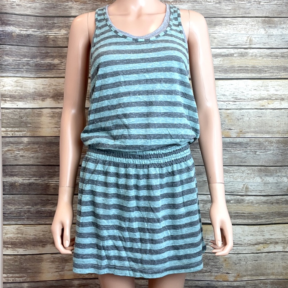 Splendid Turquoise & Grey Striped Layered Dress NWT